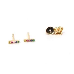 Rainbow bar earrings. 14kgold